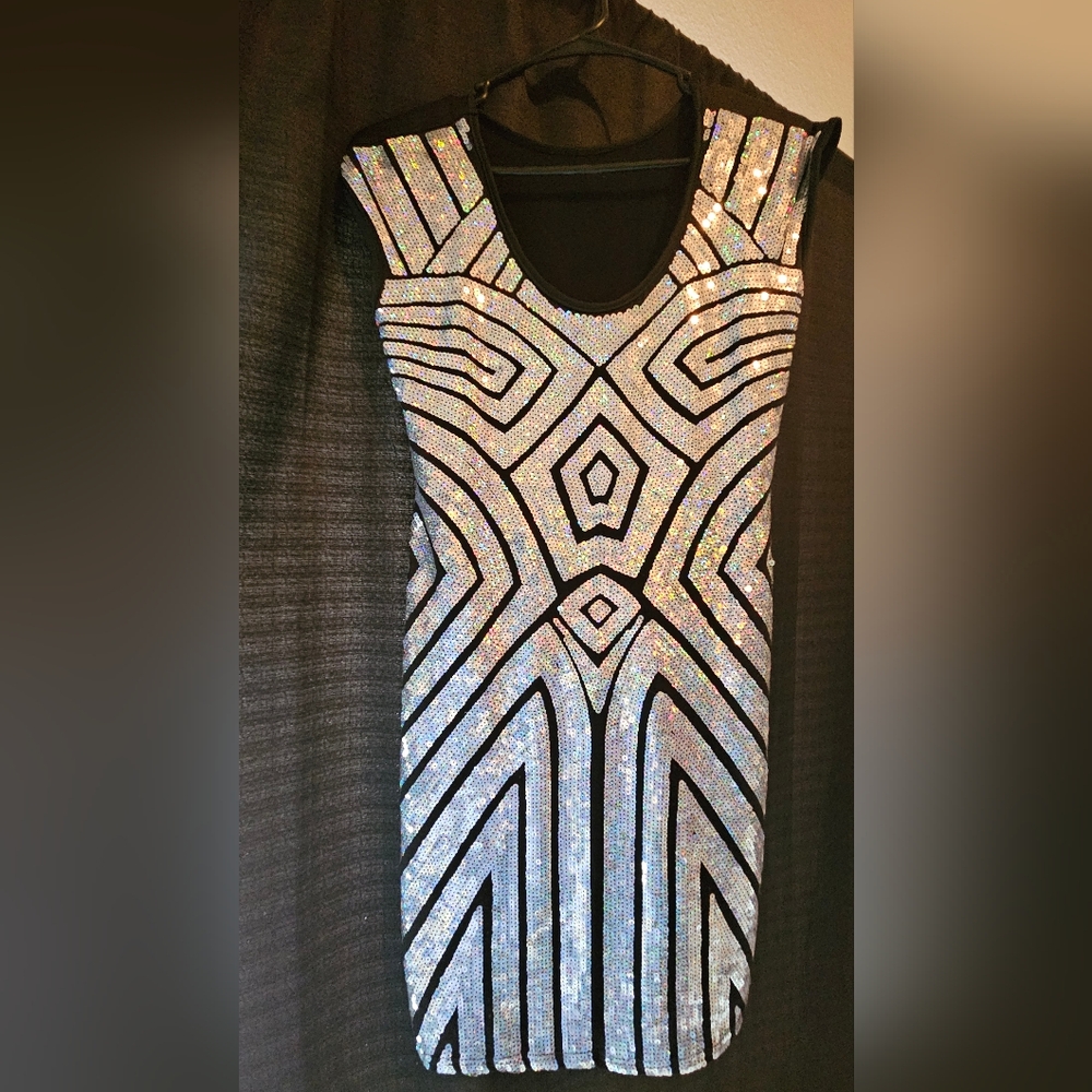Silver Sequin Party Dress